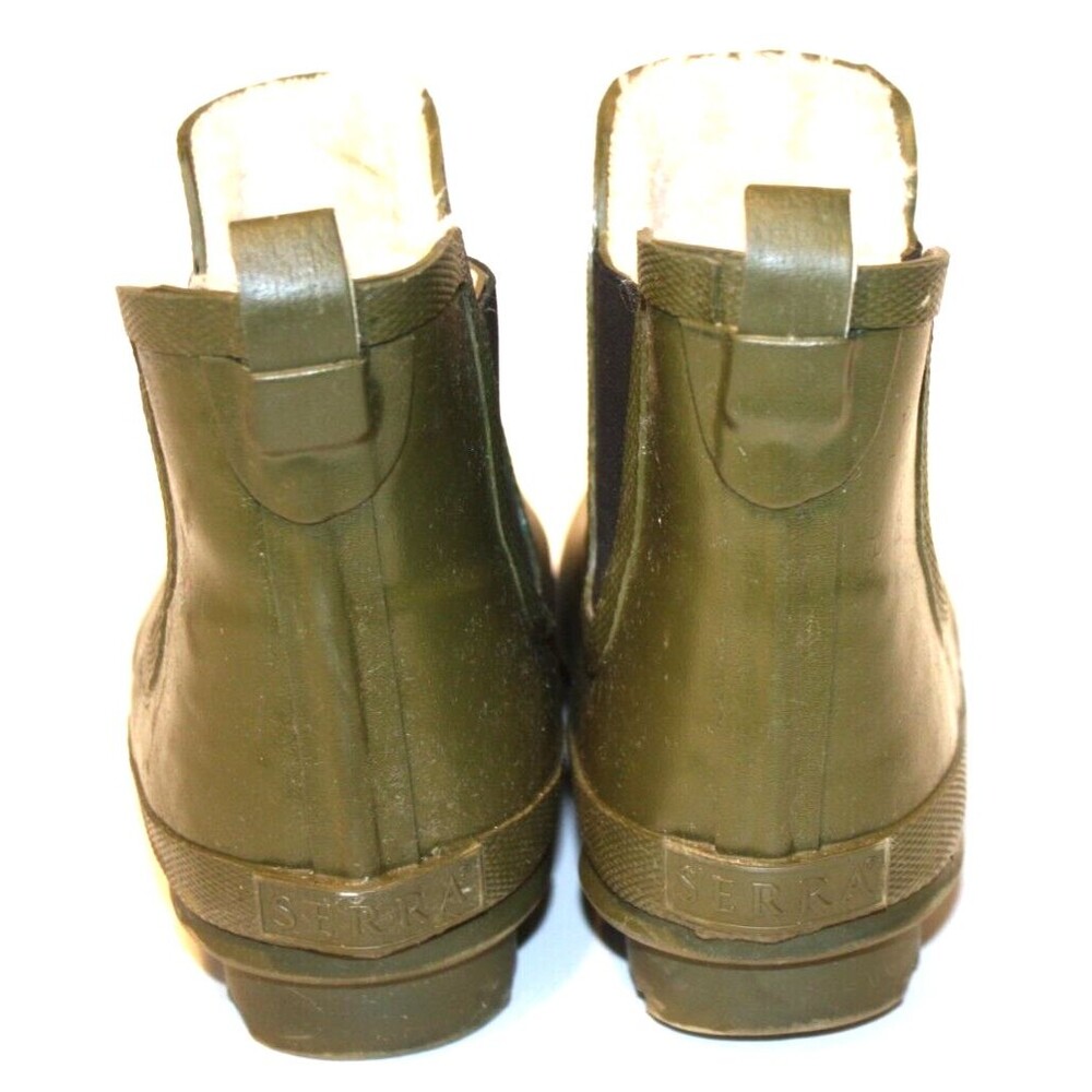 SERRA Rain and Snow Rubber Boots Faux fur lined Army Sage Green Women’s Size 9 - Picture 4 of 7